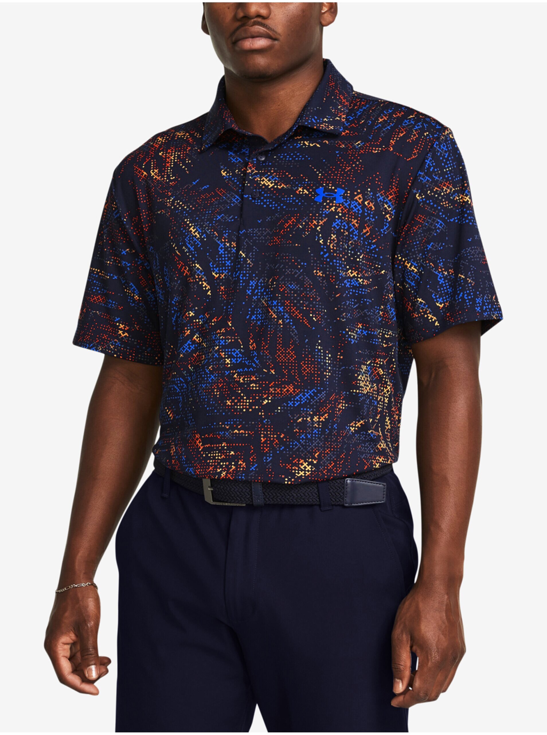 Tmavomodré pánske športové polo tričko Under Armour UA Playoff 3.0 Printed Polo