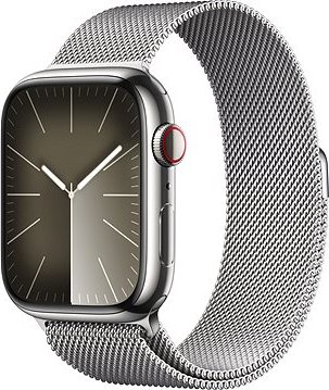 Apple Watch Series 9 45 mm Cellular Strieborný nerez so strieborným milánskym ťahom