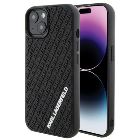 Karl Lagerfeld 3D Rubber kryt na iPhone 15, čierny