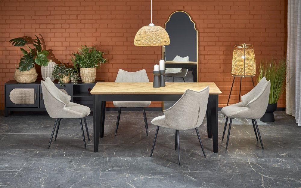 Rozkladací jedálenský stôl EDMONDO Halmar Čierna / dub