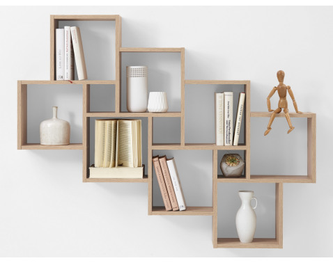 Nástenný regál Laurio, dub sonoma, 11 priehradok%