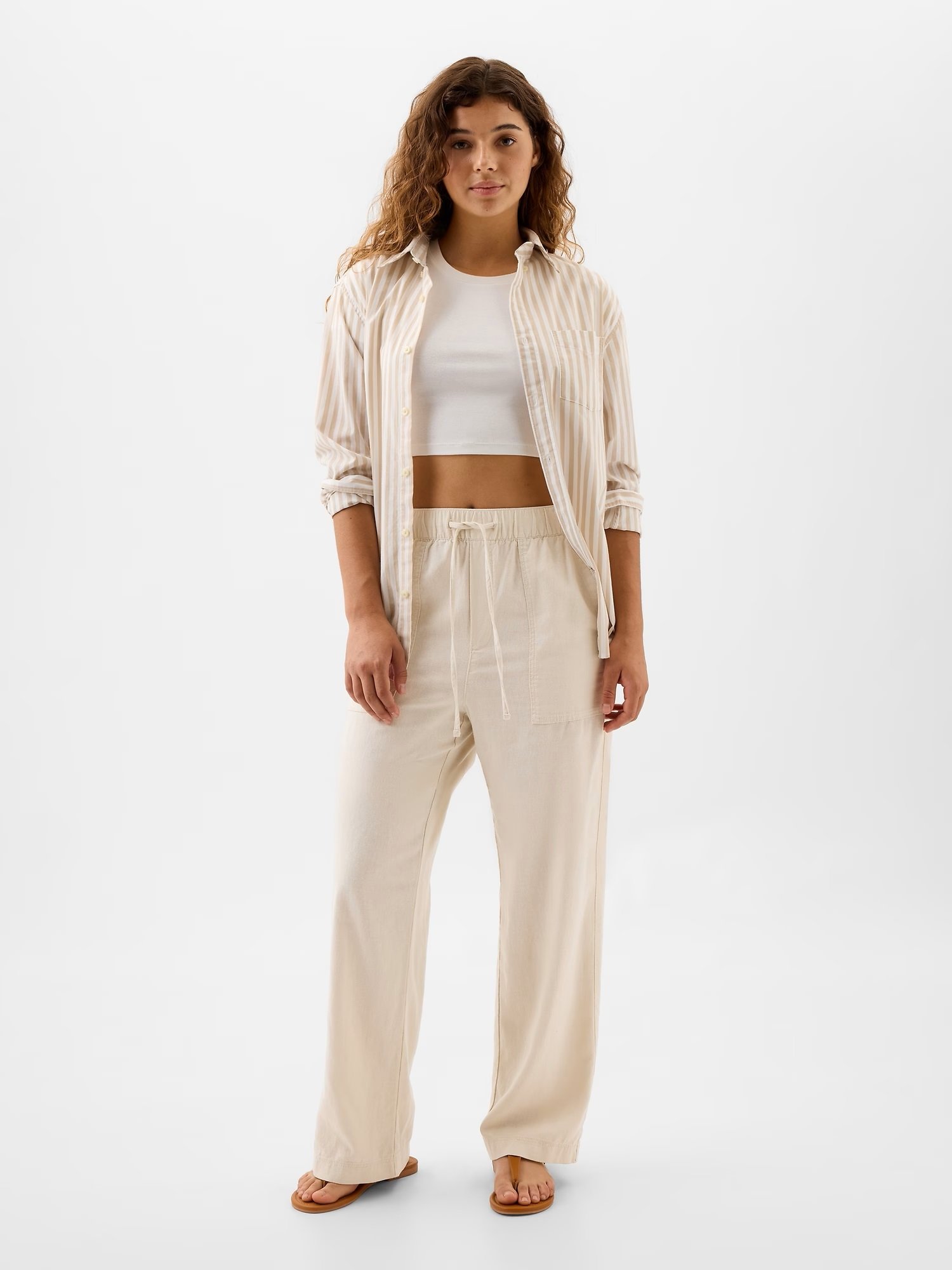 GAP Linen Pants Wide-Leg - Women