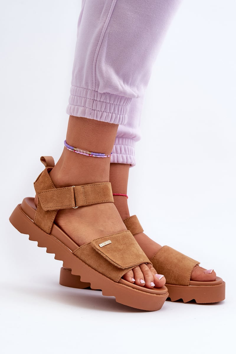 Women's Suede Platform Sandals Big Star Brown