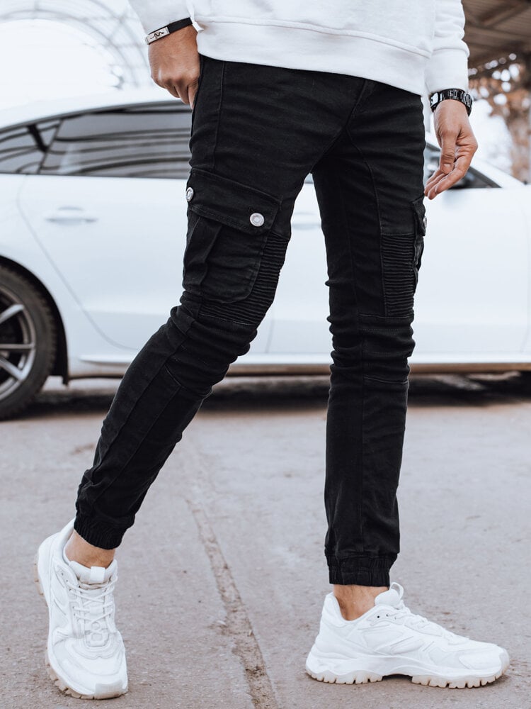 Men's Black Denim Cargo Pants Dstreet