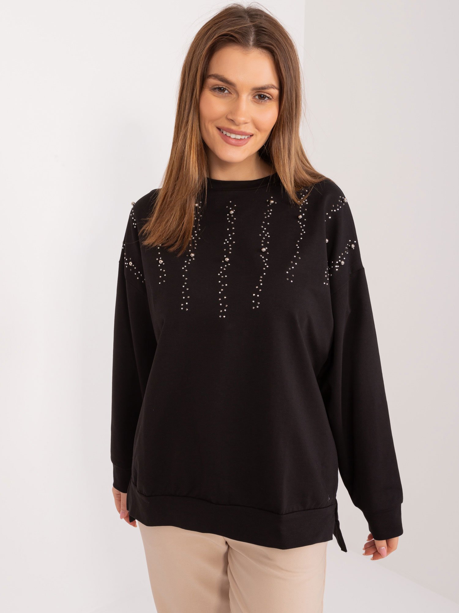 Black women's hoodie with rhinestones