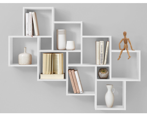 Nástenný regál Laurio, biela, 11 priehradok%