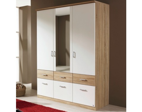 Šatníková skriňa Bremen, 136 cm, dub sonoma/biela%