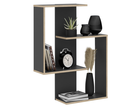 Nástenný regál s policami Kreta, antracit/dub sonoma%