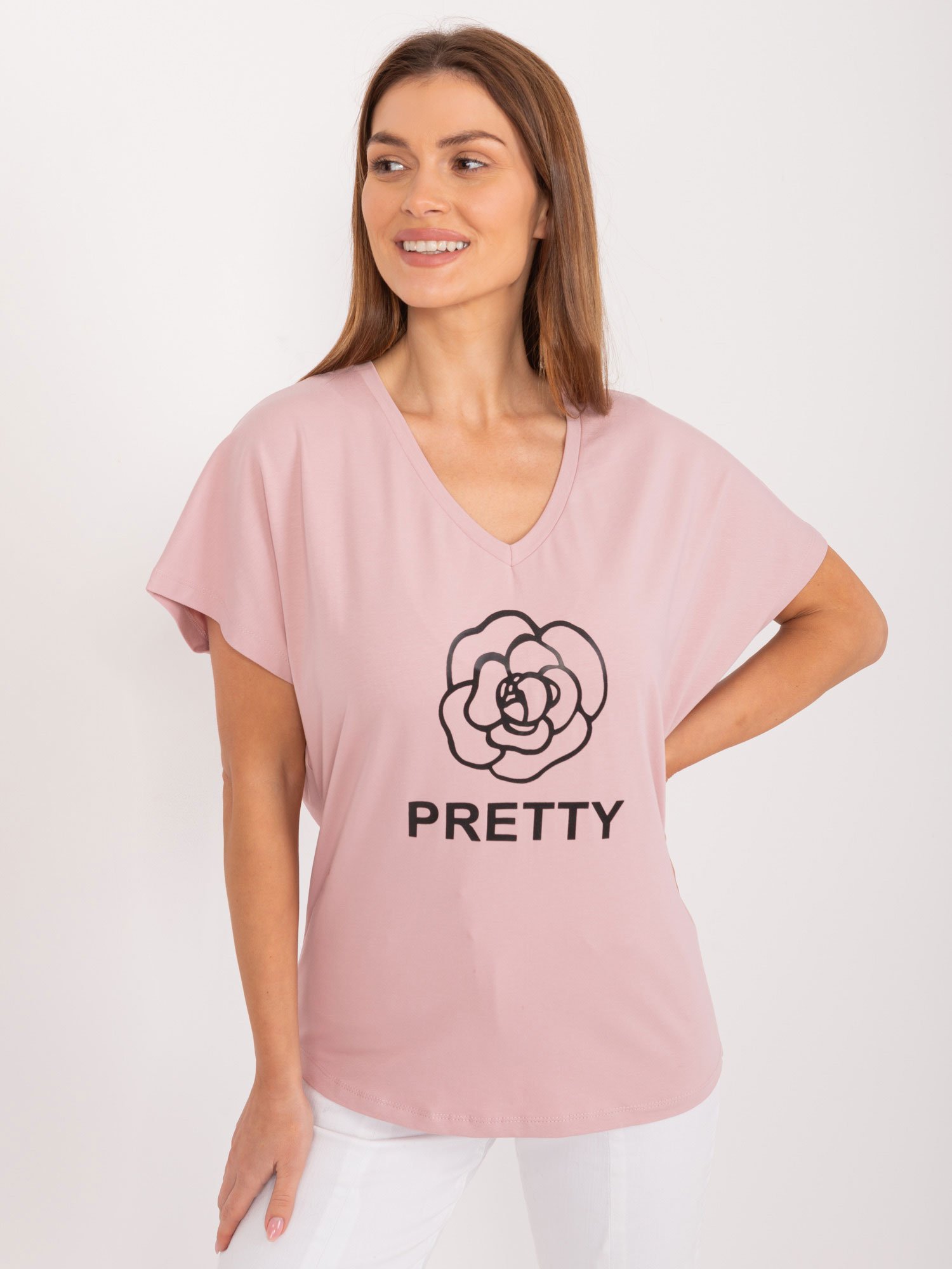 Dusty pink cotton blouse with print