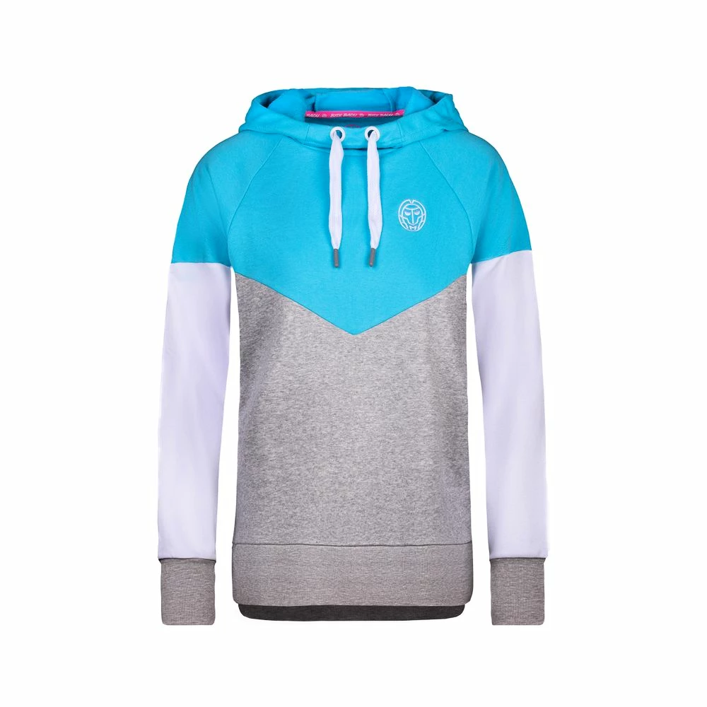 Women's Sweatshirt BIDI BADU Flavia Lifestyle Hoody Aqua/Grey White S