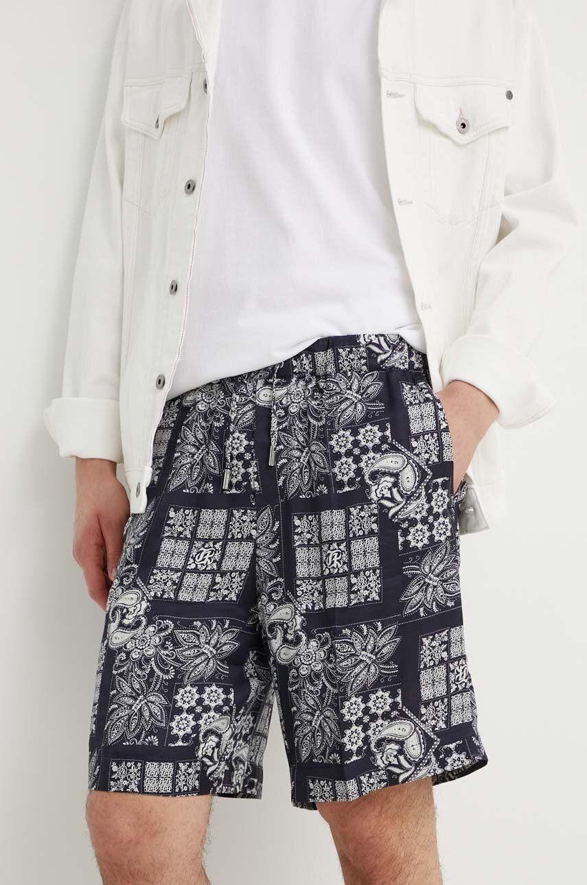 Šortky The Kooples pánske, tmavomodrá farba, HSHO28059K