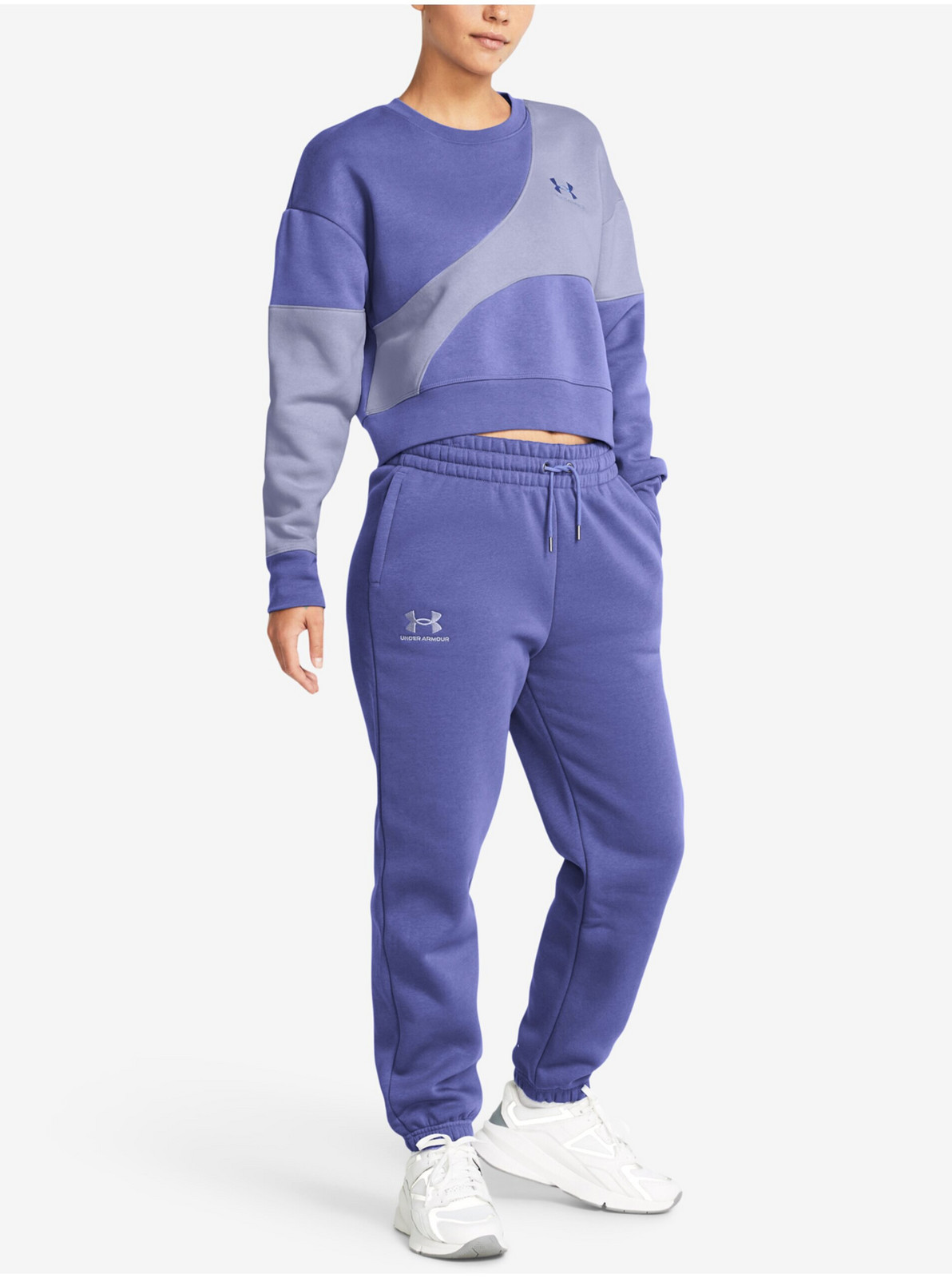 Fialové dámske tepláky Under Armour Essential Fleece Joggers-PPL