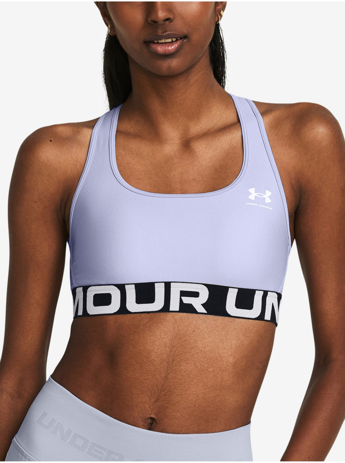 Svetlo fialová dámska športová podprsenka Under Armour UA HG Authentics Mid Branded