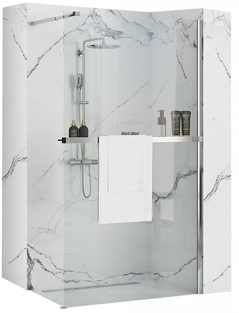 REA/S - Sprchová stena Aero N 80 Chróm s poličkou EVO KPL-K0615