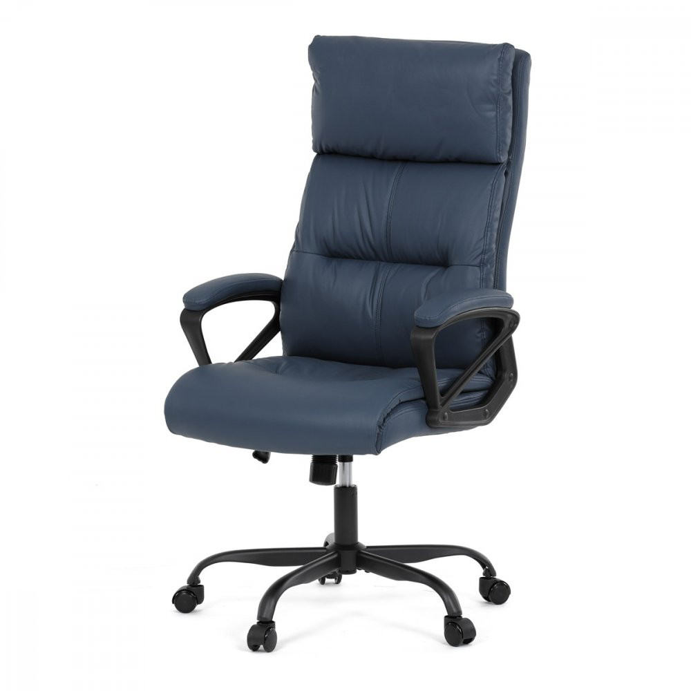 AUTRONIC KA-Y346 BLUE Kancelářská židle, tmavě modrá ekokůže, taštičkové pružiny, kovový kříž, kolečka na tvrdé podlahy