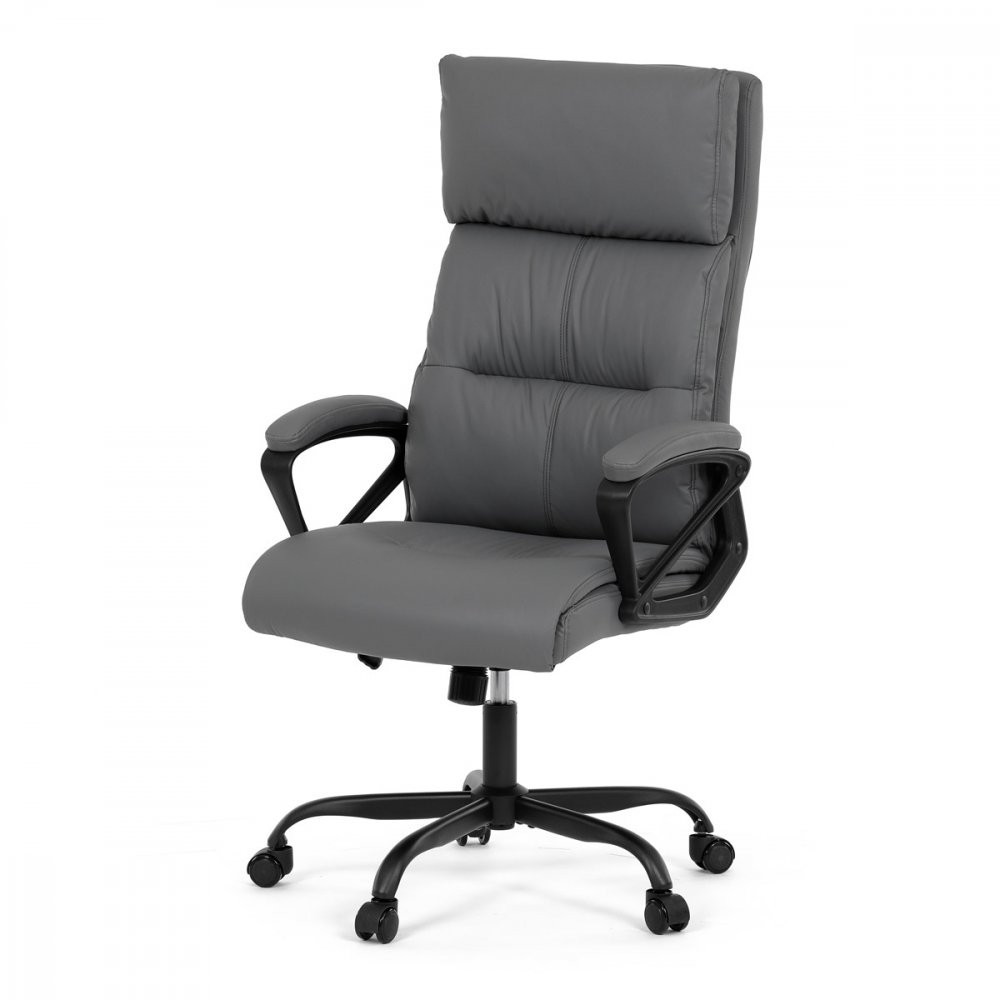 AUTRONIC KA-Y346 GREY Kancelářská židle, šedá ekokůže, taštičkové pružiny, kovový kříž, kolečka na tvrdé podlahy