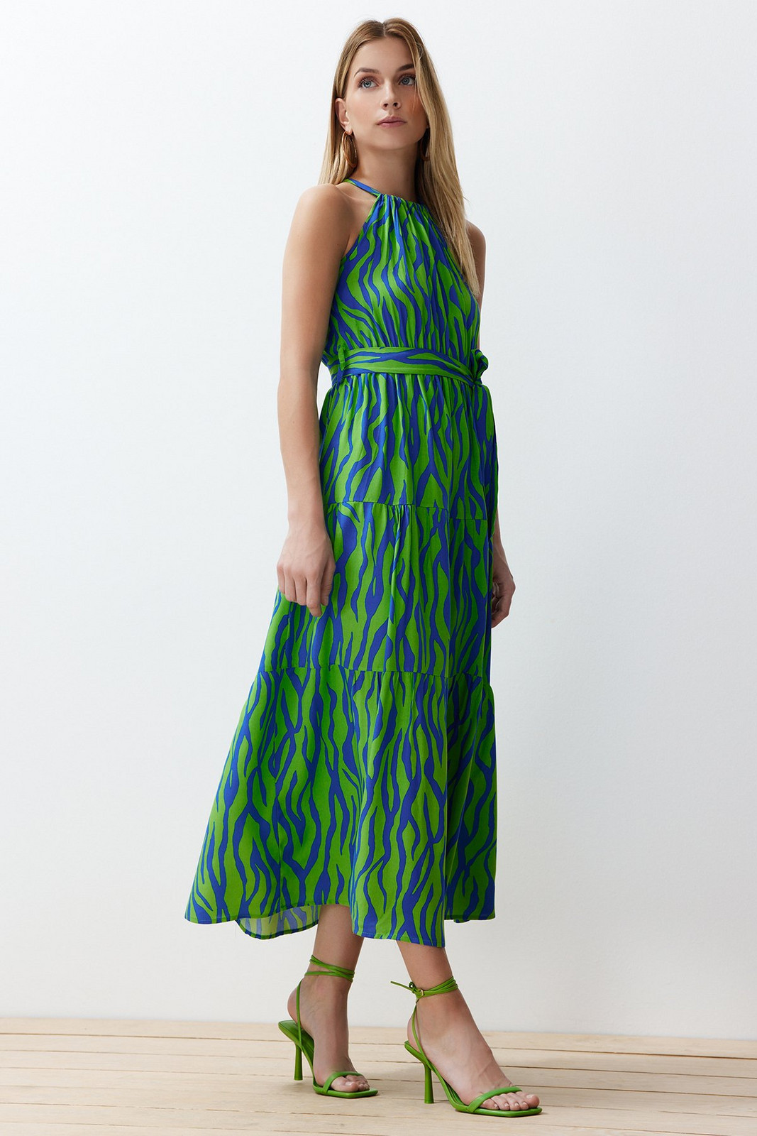Trendyol Blue Halter Neck Woven Maxi Dress