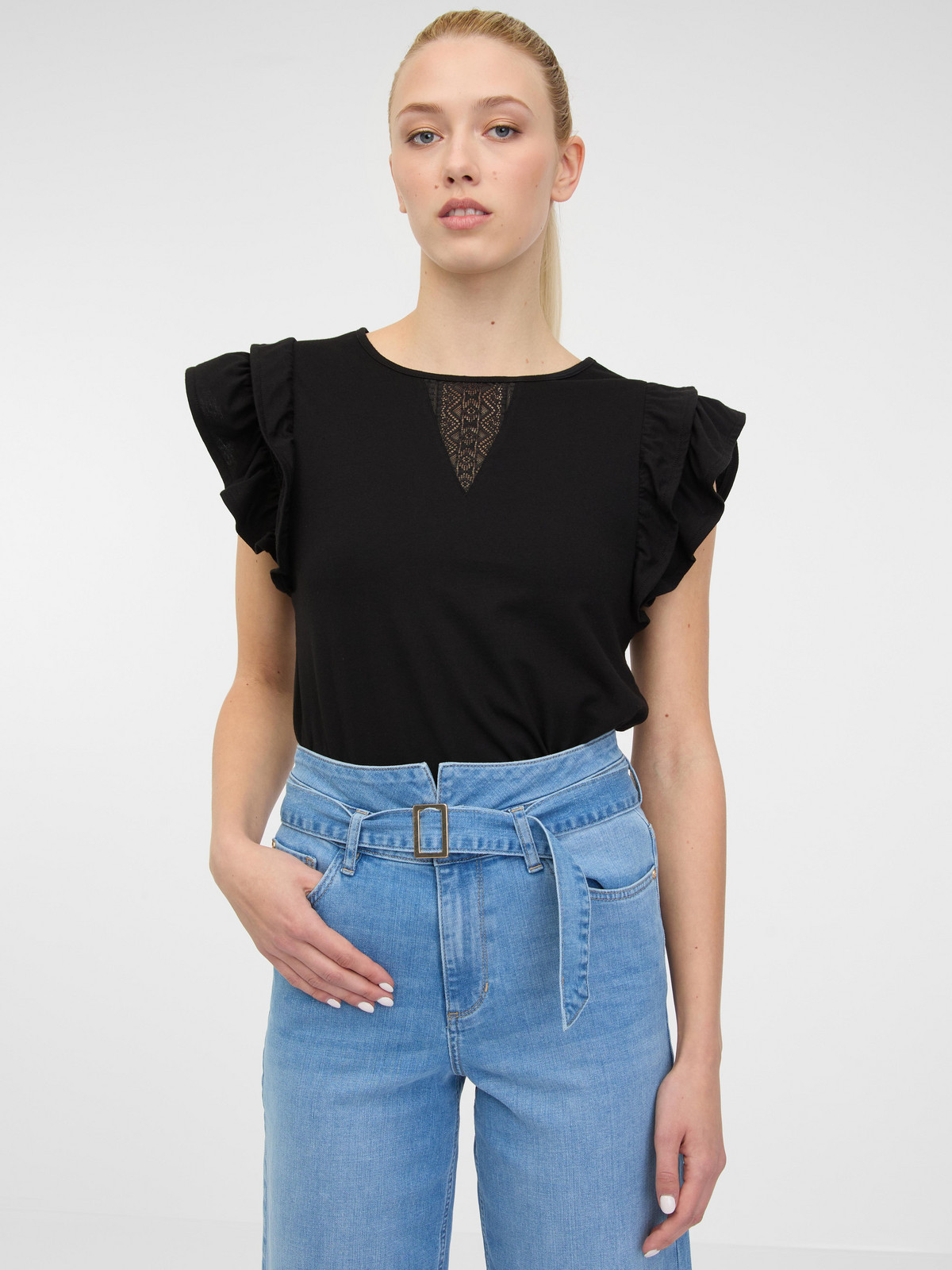 Orsay Women's Black T-Shirt with Short Sleeves - Women