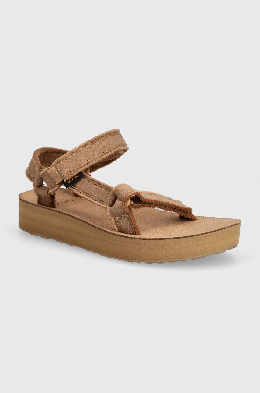 Sandále Teva Midform Universal Canvas dámske, hnedá farba, na platforme, 1127570