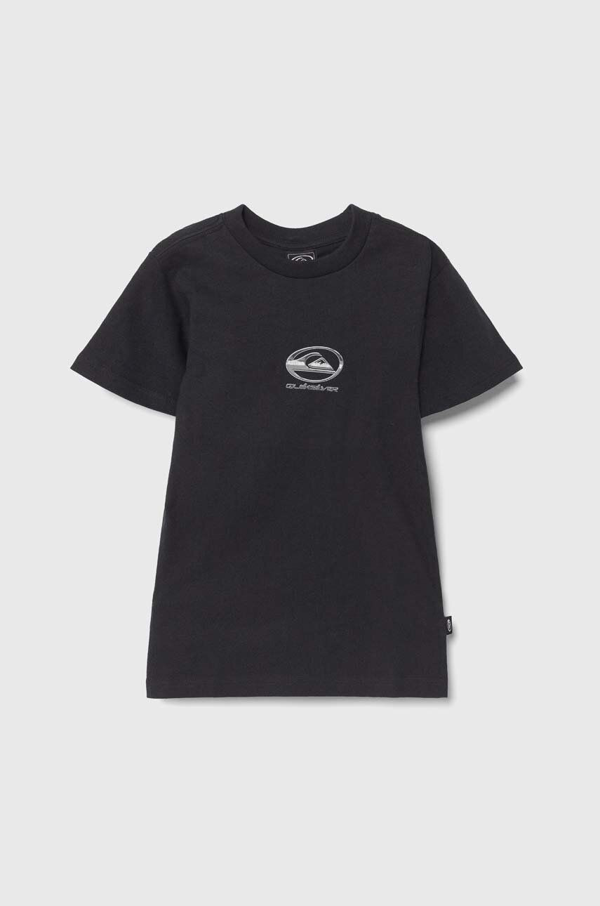 Detské bavlnené tričko Quiksilver CHROME LOGO čierna farba, s potlačou