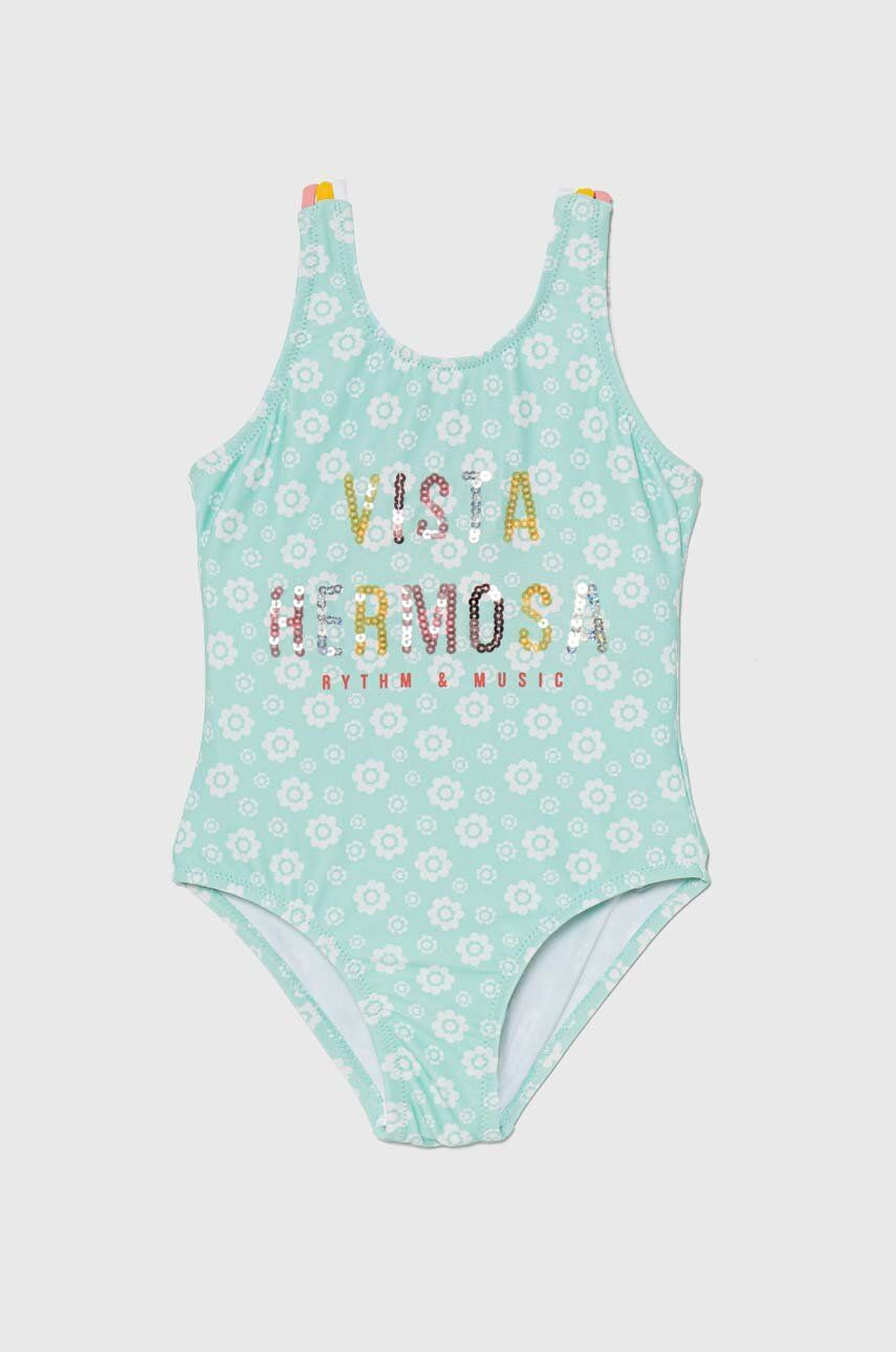 Jednodielne detské plavky zippy tyrkysová farba