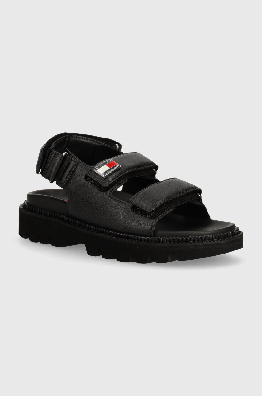 Sandále Tommy Jeans TJW FANCY SANDAL dámske, čierna farba, EN0EN02461