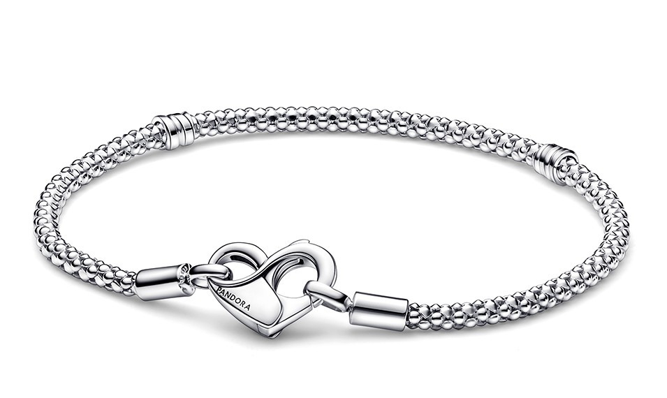 Pandora Prepracovaný strieborný náramok Moments srdce 592453C00 18 cm