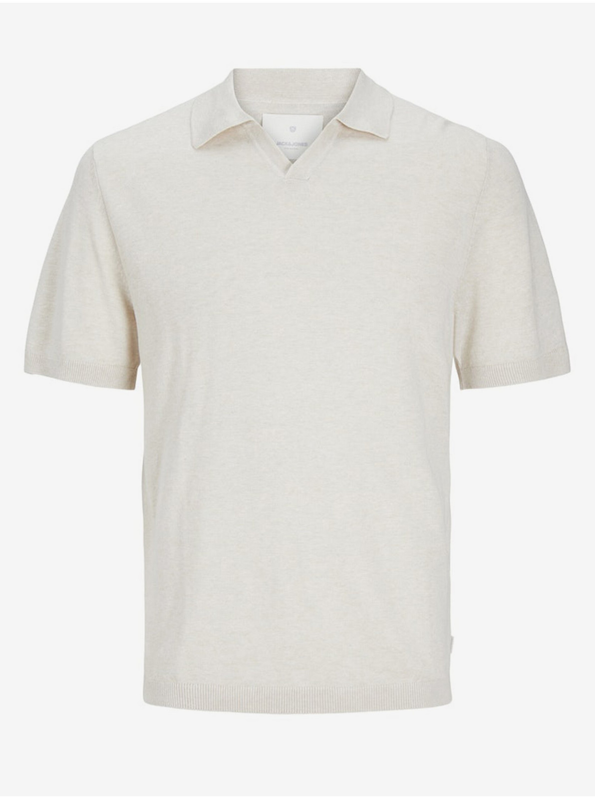 Krémové pánske polo tričko s prímesou ľanu Jack & Jones