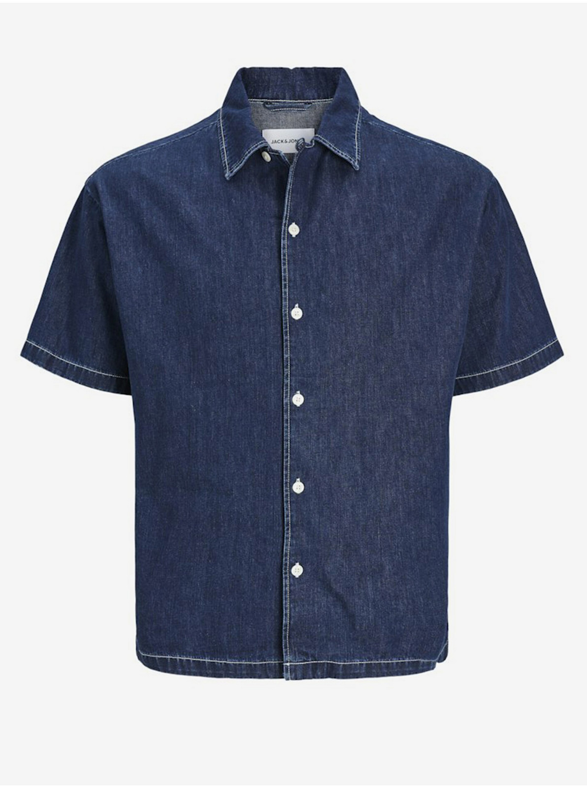 Modrá pánska džínsová košeľa s krátkym rukávom Jack & Jones Palma