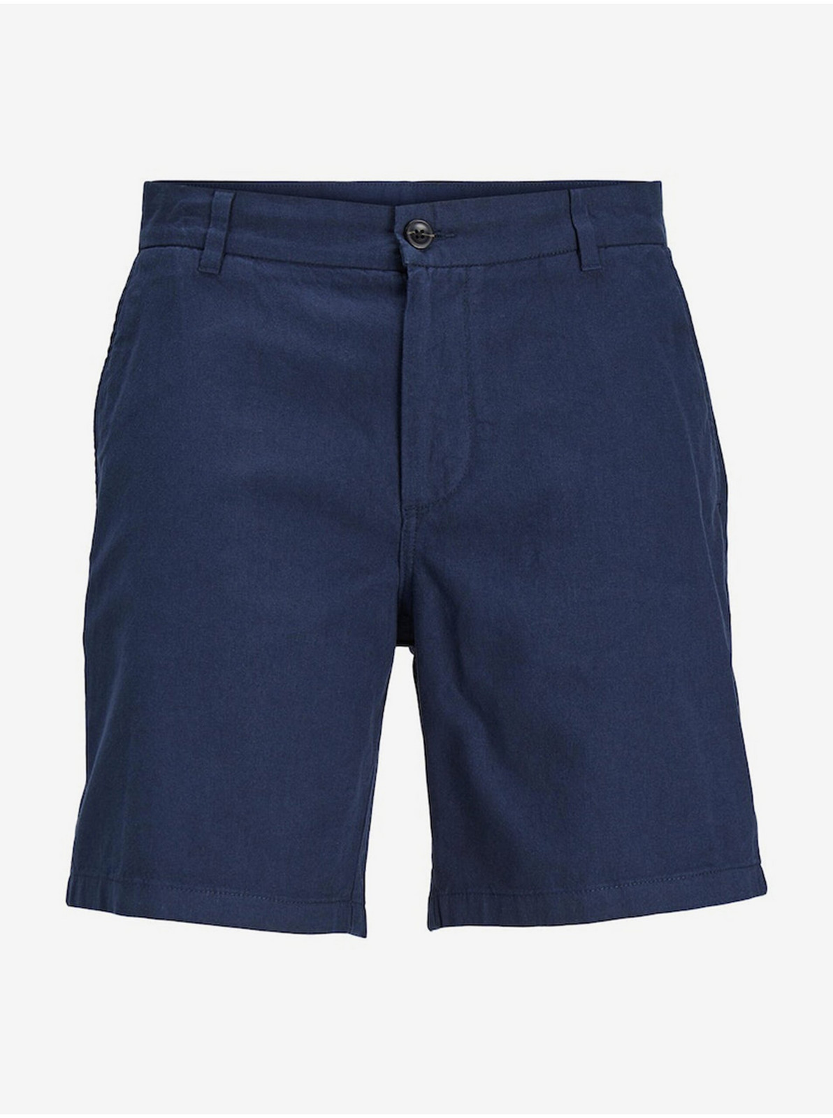 Tmavomodré pánske chino kraťasy s prímesou ľanu Jack & Jones Ace