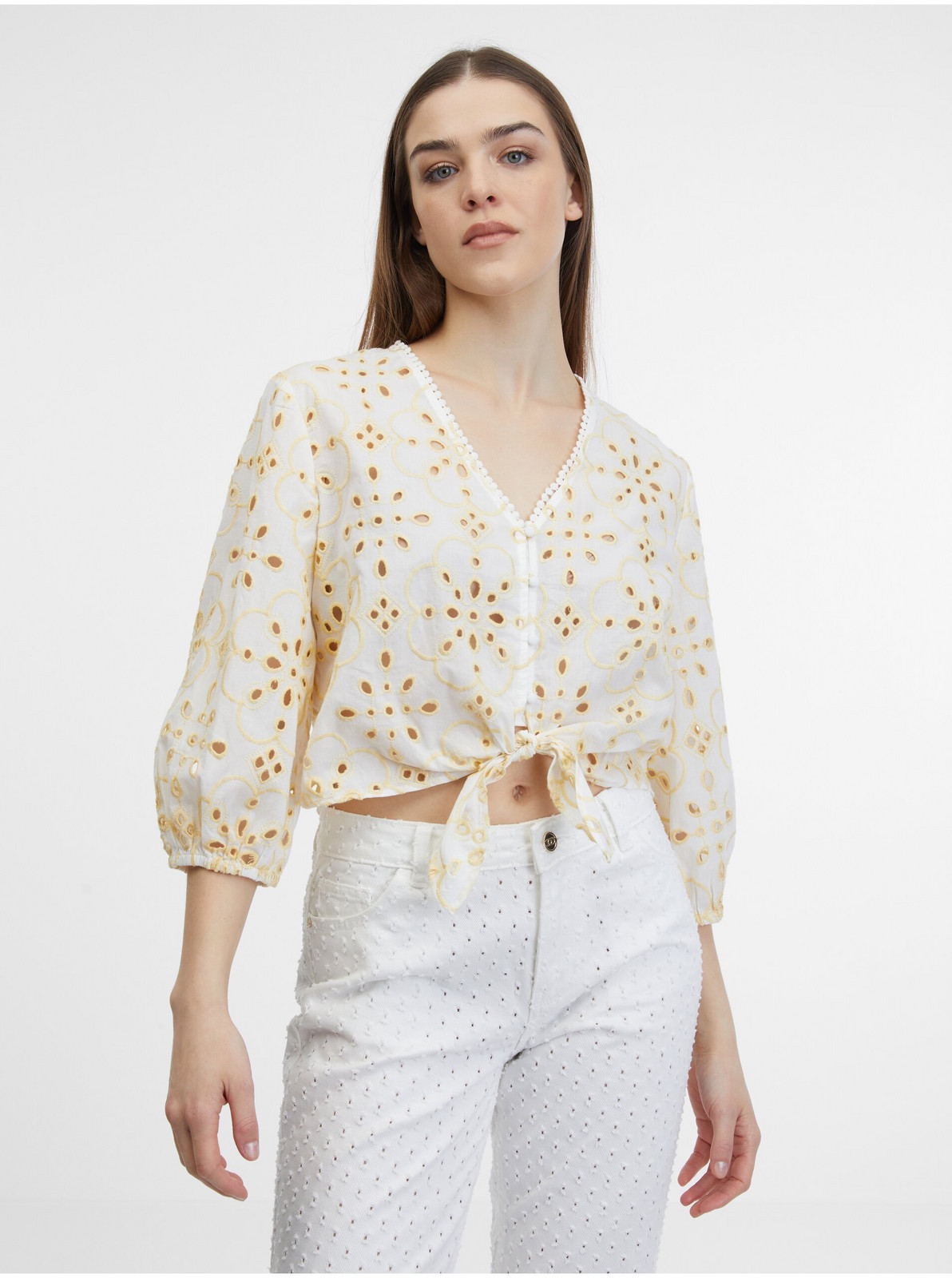 Žlto-biela dámska blúzka ORSAY