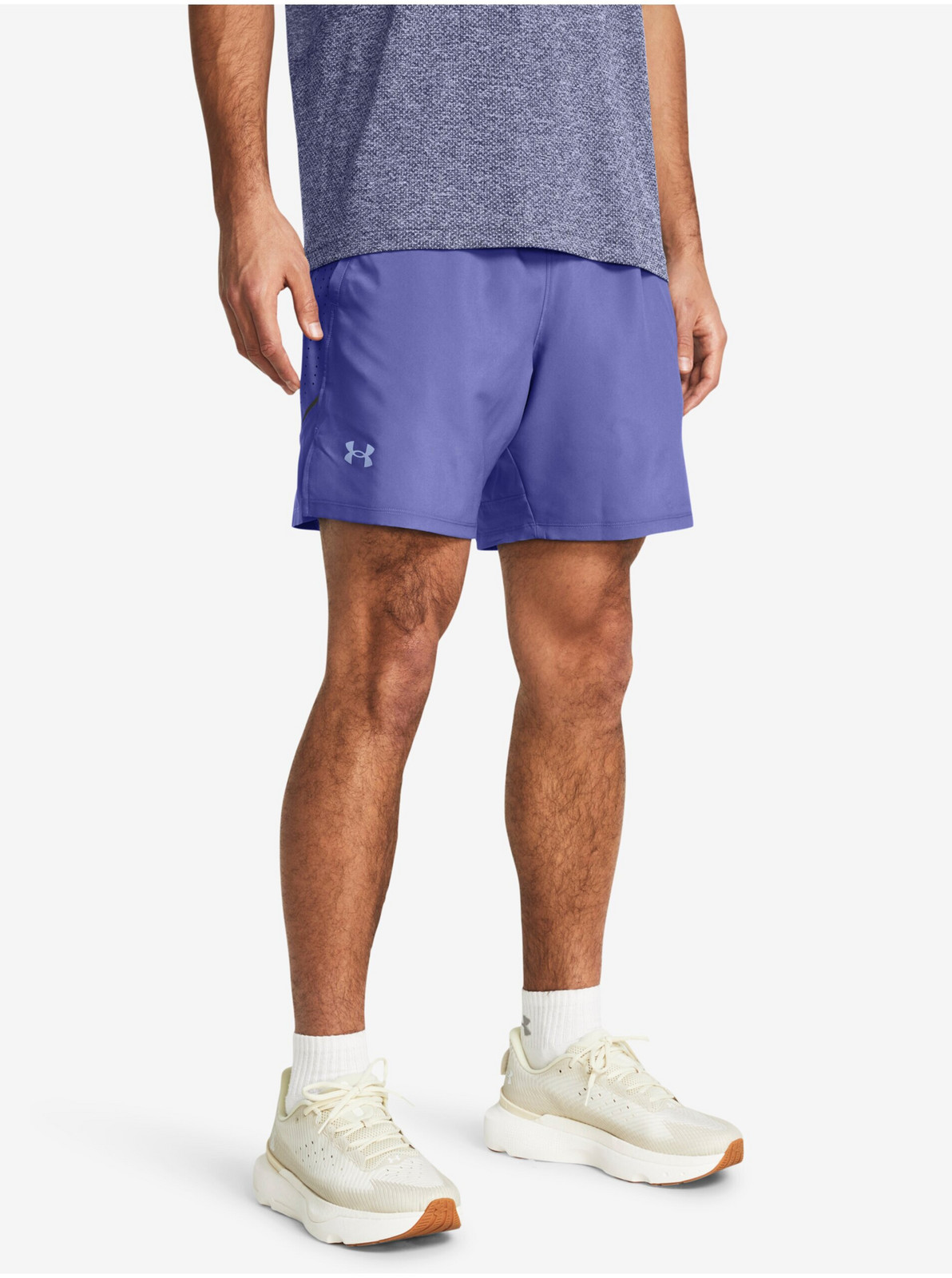 Fialové pánske športové kraťasy Under Armour UA LAUNCH PRO 2n1 7'' SHORTS