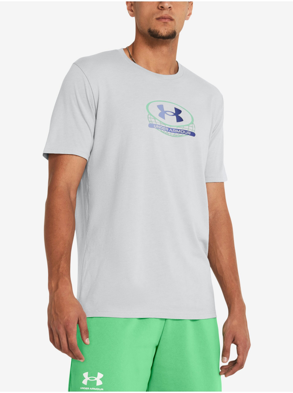 Svetlosivé pánske tričko Under Armour UA GLOBAL LOCKERTAG SS