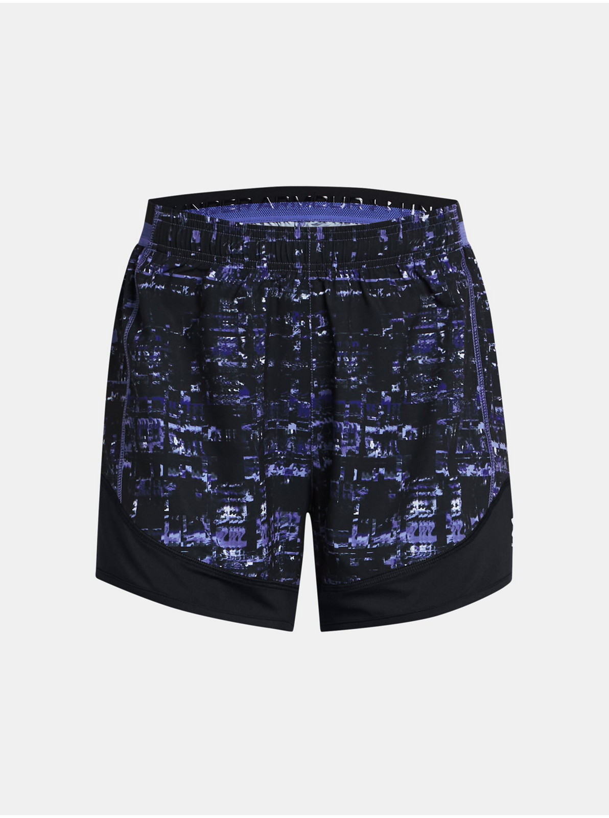 Čierno-fialové dámske vzorované športové kraťasy Under Armour UA W's Ch. Pre