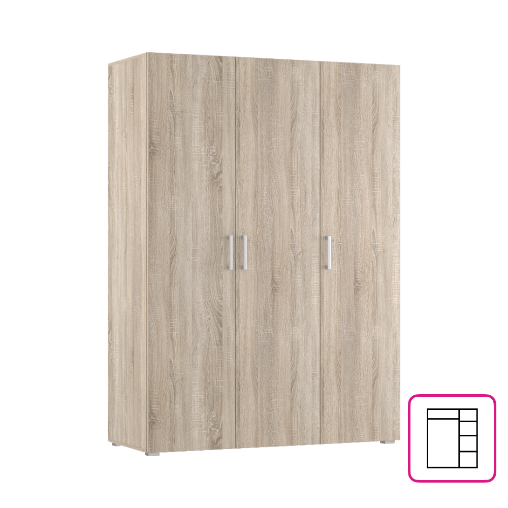 Skriňa, trojdverová, dub sonoma, REA VENEZIA 3