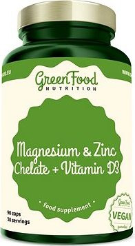 GreenFood Nutrition Horčík a Zinok Cheláty + Vitamín D3 90 kapsúl
