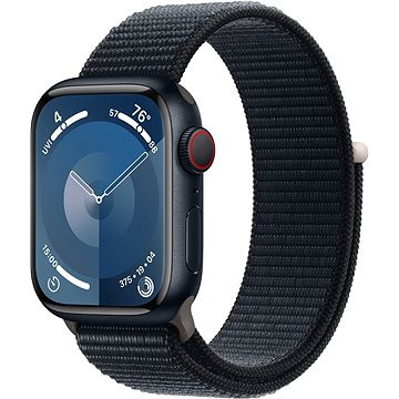 Apple Watch Series 9 41 mm Cellular Temne atramentový hliník s temne atramentovým prevliekacím remienkom