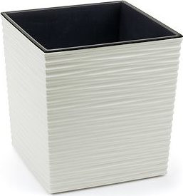LAMELA, kvetináč JUKA DLUTO – vrúbok 25 × 25 cm, výška 26,5 cm, krémový