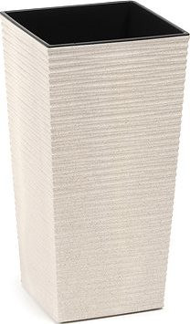 LAMELA, kvetináč FINEZIA ECO DLUTO vrúbok 25 × 25 cm, výška 46,5 cm, biely