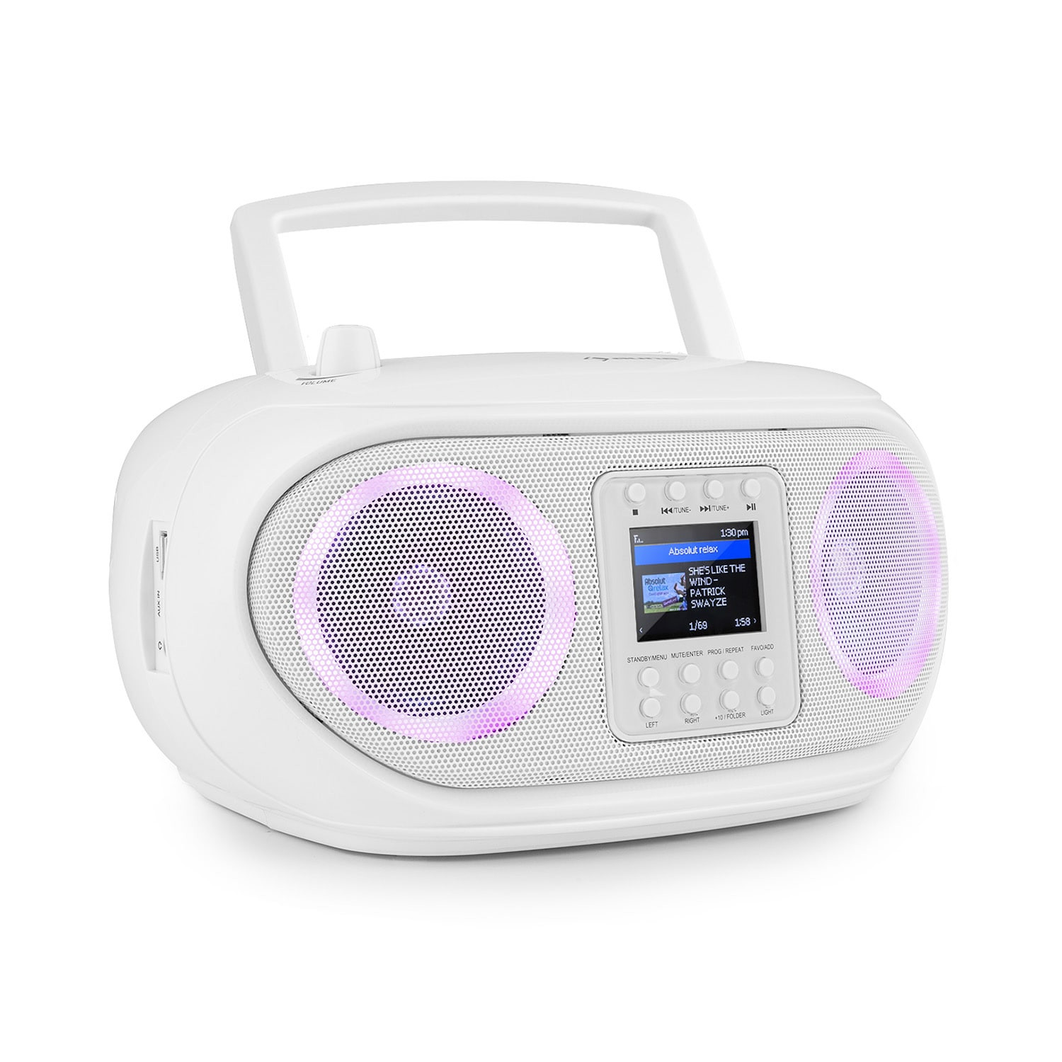 Auna Roadie Smart, boombox, internetové rádio, DAB/DAB+, FM, CD prehrávač, LED, WiFi, bluetooth