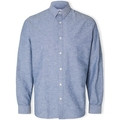 Košele s dlhým rukávom Selected Noos Slimnew-linen Shirt L/S - Medium Blue Denim