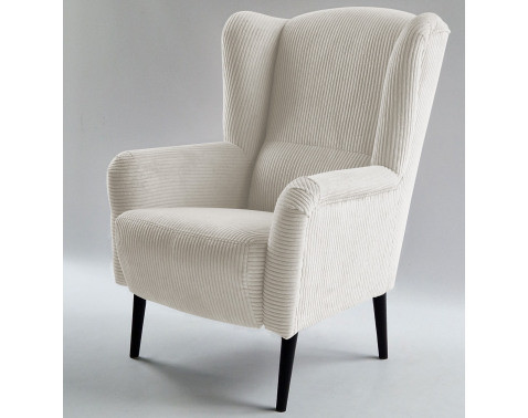 Kreslo ušiak Canto, krémová štruktúrovaná látka%