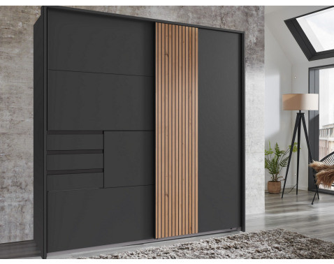 Šatníková skriňa Coburg, 180 cm, grafit/dub artisan%