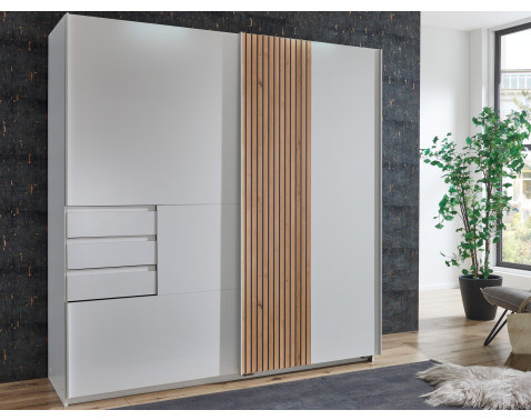 Šatníková skriňa Coburg, 180 cm, biela/dub artisan%