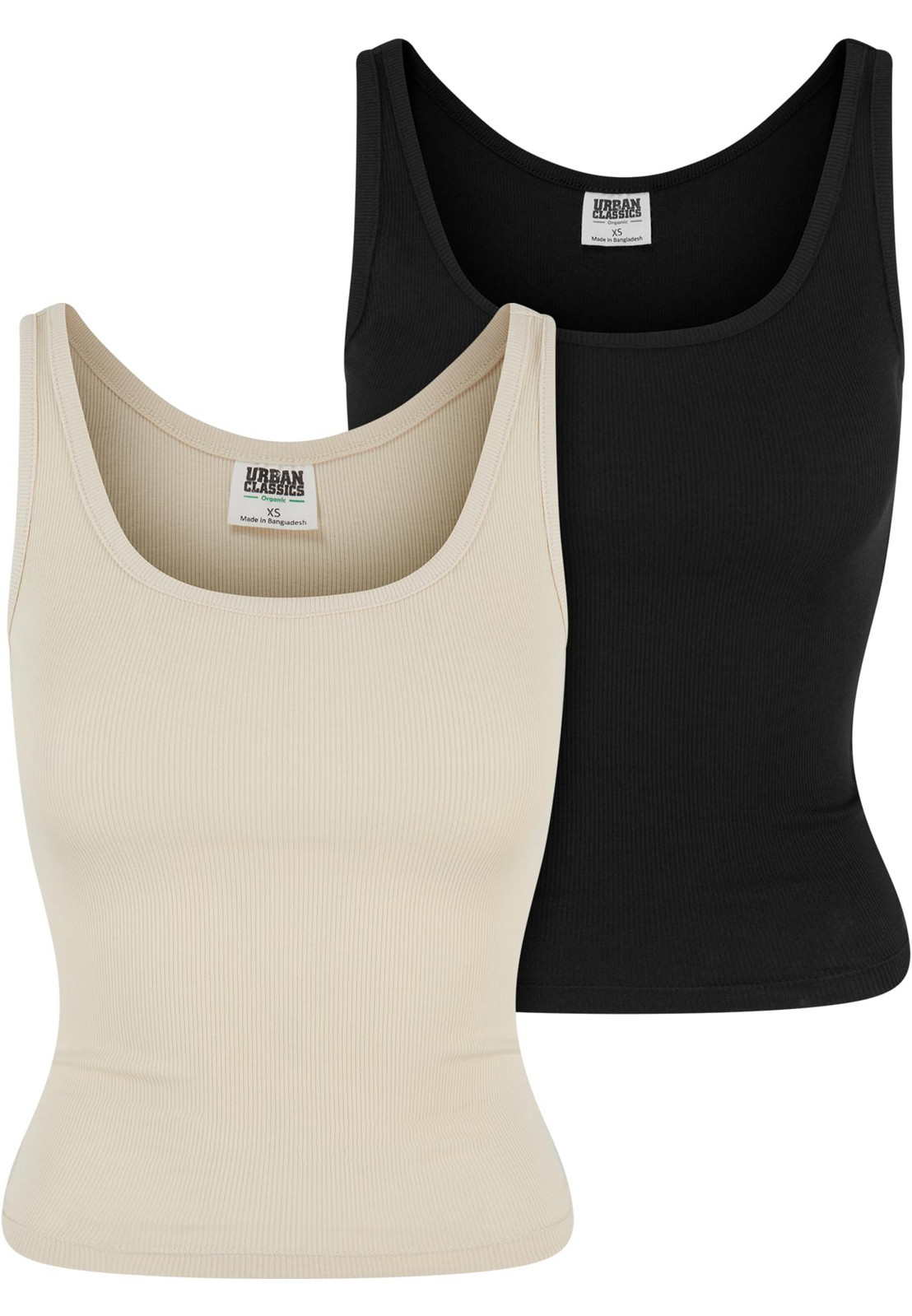 Women's Organic Basic Tank Top 2 Pack - White Sand + Black