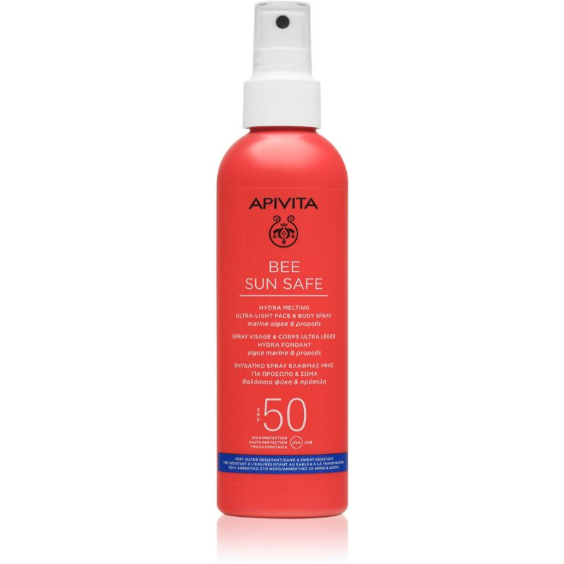 Apivita Bee Sun Safe Hydra Melting Ultra-Light ochranné opaľovacie mlieko v spreji SPF 50 200 ml