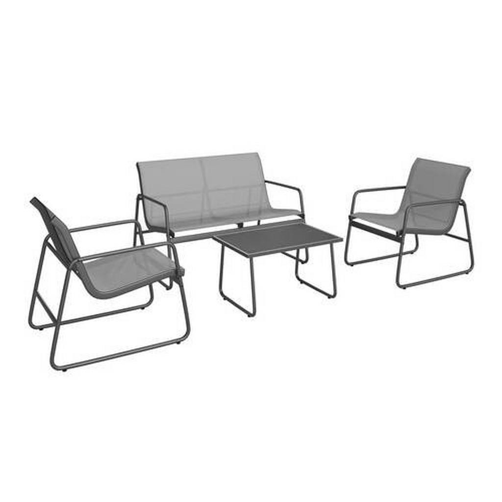 Ambia Garden SÚPRAVA ZÁHRADNÉHO NÁBYTKU 4-dielne, kov, sklo, textil