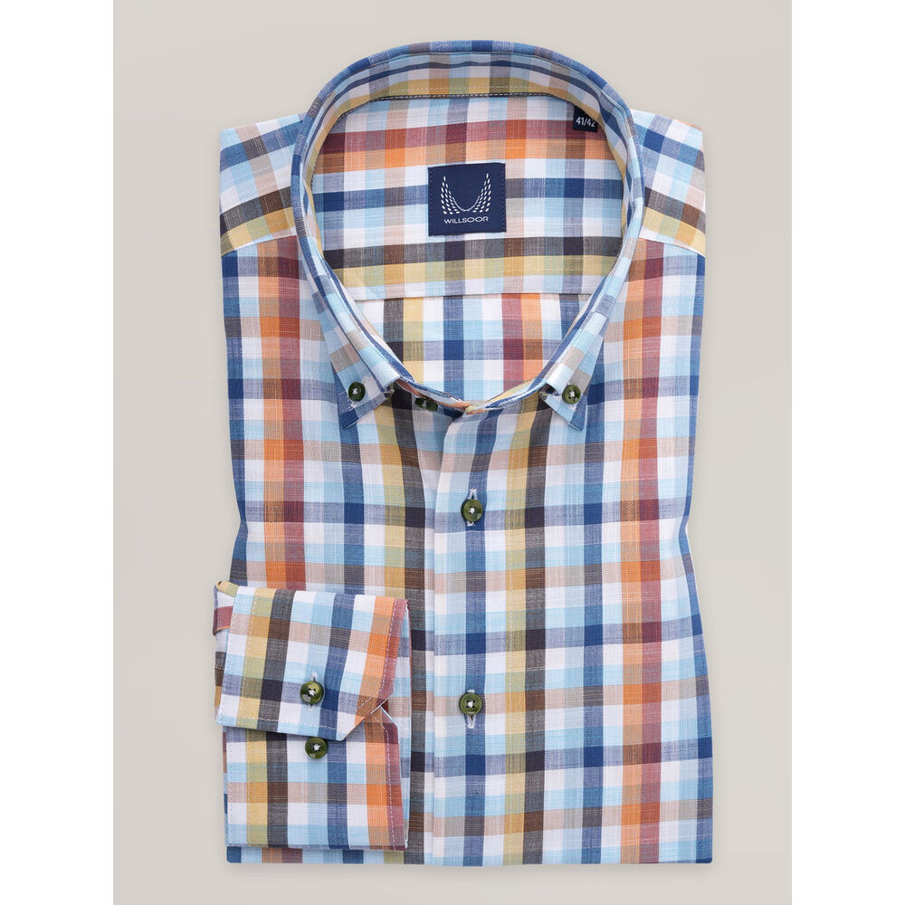 Pánska košeľa slim fit s viacfarebným károvaným vzorom 16821