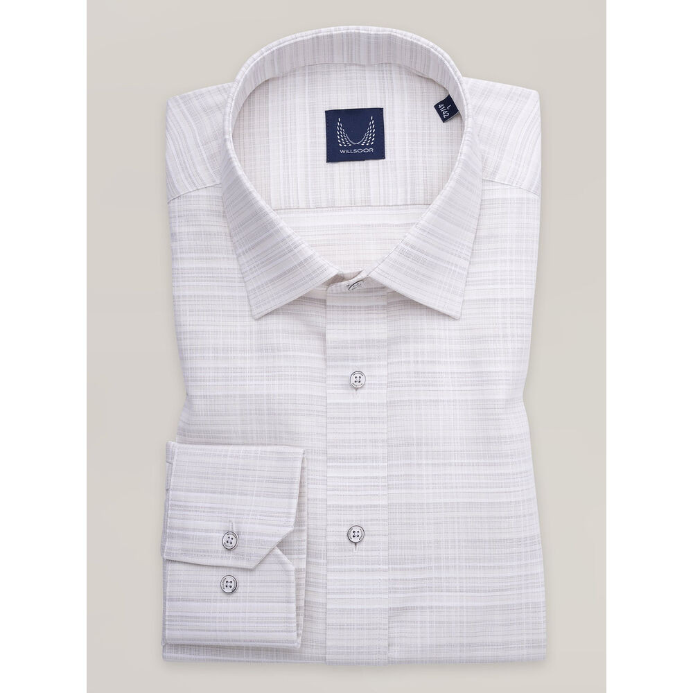 Pánska svetlosivá košeľa slim fit s pruhovanou štruktúrou 16845