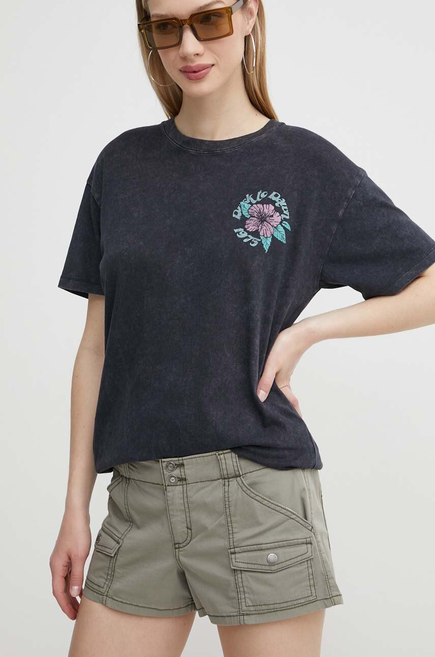 Šortky Hollister Co. dámske, zelená farba, jednofarebné, vysoký pás, KI349-4193-331
